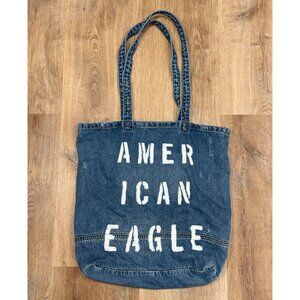 Y2K American Eagle Denim Tote Bag 16"